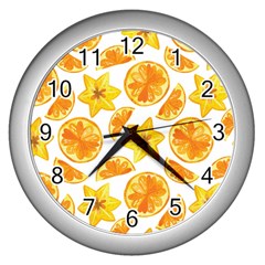 Oranges Love Wall Clock (silver) by designsbymallika