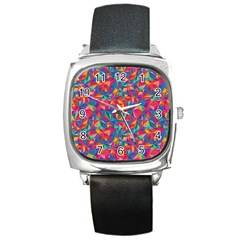 Abstract Boom Pattern Square Metal Watch by designsbymallika