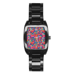 Abstract Boom Pattern Stainless Steel Barrel Watch by designsbymallika