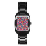 Abstract Boom Pattern Stainless Steel Barrel Watch Front