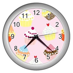 Cupcakes Wall Clock (silver) by beyondimagination