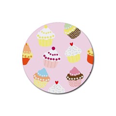 Cupcakes Rubber Coaster (round)  by beyondimagination