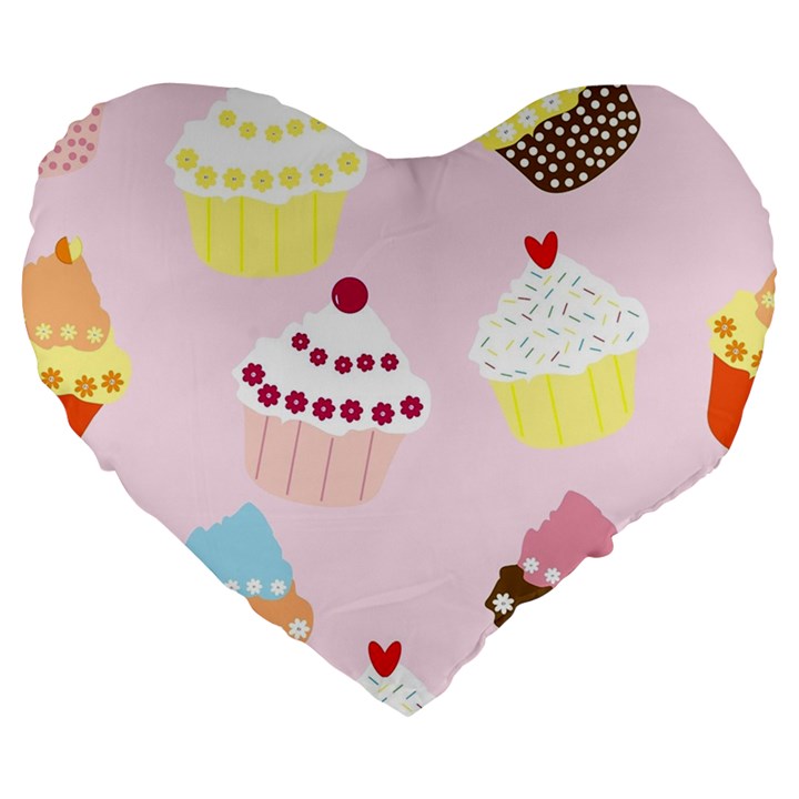 CUPCAKES Large 19  Premium Heart Shape Cushions