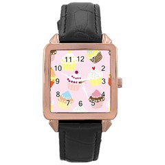 Cupcakes Rose Gold Leather Watch 