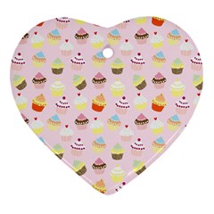 Cupcakes Festival Pattern Ornament (heart) by beyondimagination