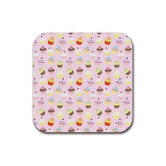 Cupcakes Festival Pattern Rubber Coaster (square)  by beyondimagination