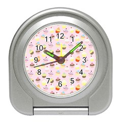 Cupcakes Festival Pattern Travel Alarm Clock by beyondimagination