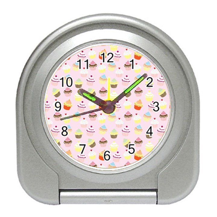 CUPCAKES FESTIVAL PATTERN Travel Alarm Clock