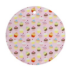 Cupcakes Festival Pattern Round Ornament (two Sides) by beyondimagination