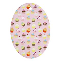 Cupcakes Festival Pattern Oval Ornament (two Sides) by beyondimagination