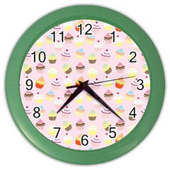 Cupcakes Festival Pattern Color Wall Clock by beyondimagination