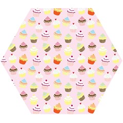 Cupcakes Festival Pattern Wooden Puzzle Hexagon by beyondimagination