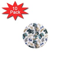 Blue Metallic Leaves Pattern 1  Mini Magnet (10 Pack)  by designsbymallika