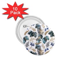 Blue Metallic Leaves Pattern 1 75  Buttons (10 Pack) by designsbymallika