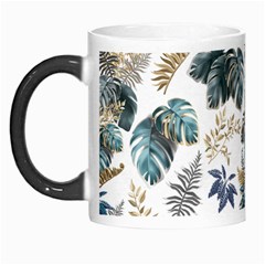 Blue Metallic Leaves Pattern Morph Mugs by designsbymallika