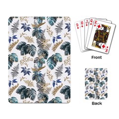 Blue Metallic Leaves Pattern Playing Cards Single Design (rectangle) by designsbymallika