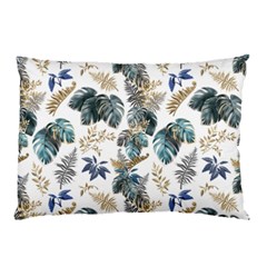 Blue Metallic Leaves Pattern Pillow Case (two Sides) by designsbymallika