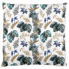 Blue Metallic Leaves Pattern Standard Flano Cushion Case (one Side) by designsbymallika