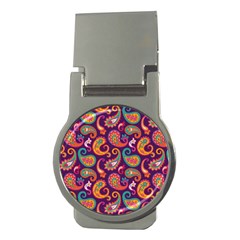 Paisley Purple Money Clips (round)  by designsbymallika