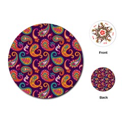 Paisley Purple Playing Cards Single Design (round) by designsbymallika