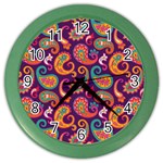 Paisley Purple Color Wall Clock Front