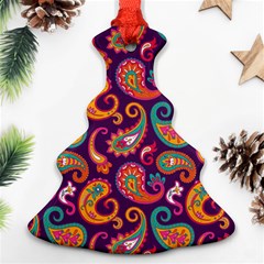 Paisley Purple Christmas Tree Ornament (two Sides) by designsbymallika