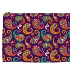 Paisley Purple Cosmetic Bag (xxl) by designsbymallika