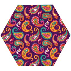 Paisley Purple Wooden Puzzle Hexagon by designsbymallika