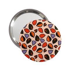 Orange Blue Leaves Pattern 2 25  Handbag Mirrors by designsbymallika