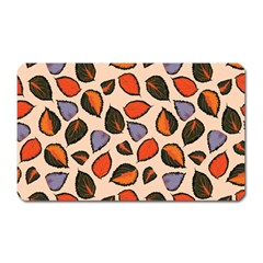 Orange Blue Leaves Pattern Magnet (rectangular) by designsbymallika