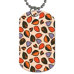 Orange Blue Leaves Pattern Dog Tag (one Side)