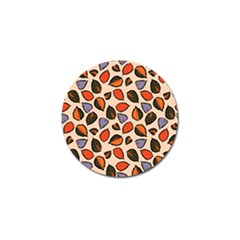 Orange Blue Leaves Pattern Golf Ball Marker by designsbymallika