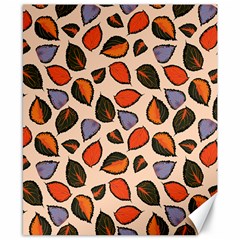 Orange Blue Leaves Pattern Canvas 8  X 10  by designsbymallika