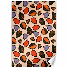 Orange Blue Leaves Pattern Canvas 12  X 18  by designsbymallika