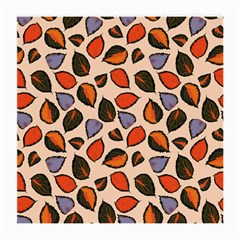 Orange Blue Leaves Pattern Medium Glasses Cloth by designsbymallika