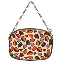 Orange Blue Leaves Pattern Chain Purse (one Side) by designsbymallika