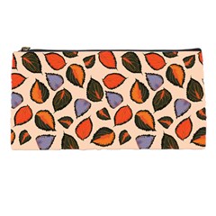 Orange Blue Leaves Pattern Pencil Case by designsbymallika