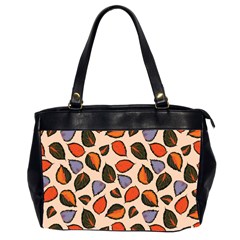 Orange Blue Leaves Pattern Oversize Office Handbag (2 Sides) by designsbymallika