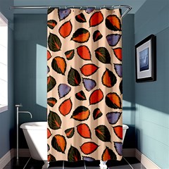 Orange Blue Leaves Pattern Shower Curtain 36  X 72  (stall)  by designsbymallika