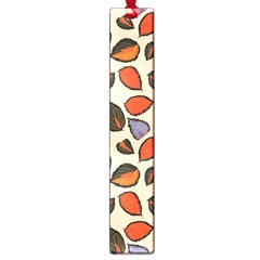 Orange Blue Leaves Pattern Large Book Marks by designsbymallika