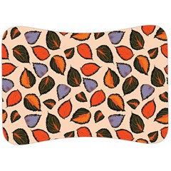 Orange Blue Leaves Pattern Velour Seat Head Rest Cushion by designsbymallika