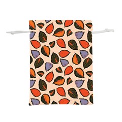 Orange Blue Leaves Pattern Lightweight Drawstring Pouch (m) by designsbymallika