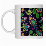 Paisley Green Print White Mugs Left