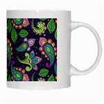 Paisley Green Print White Mugs Right