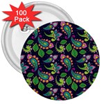 Paisley Green Print 3  Buttons (100 pack)  Front