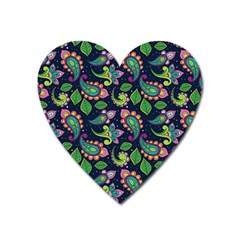 Paisley Green Print Heart Magnet by designsbymallika