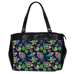 Paisley Green Print Oversize Office Handbag (2 Sides) by designsbymallika