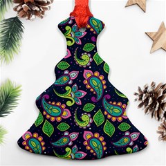 Paisley Green Print Christmas Tree Ornament (two Sides) by designsbymallika