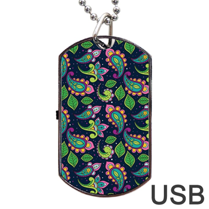 Paisley Green Print Dog Tag USB Flash (One Side)