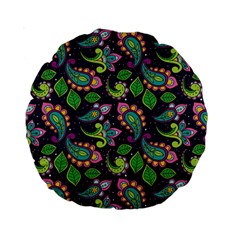 Paisley Green Print Standard 15  Premium Round Cushions by designsbymallika